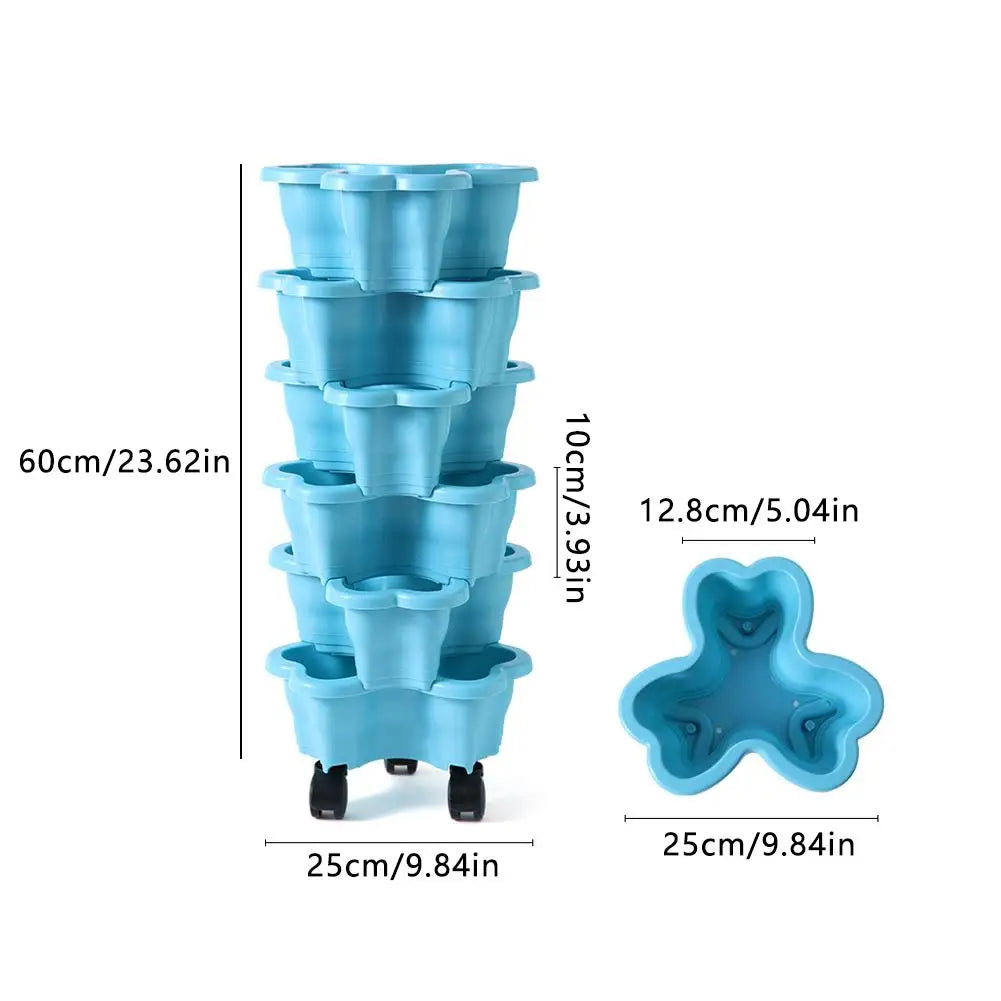 6-Tier Vertical Stackable Flower Pot Plastic 3D Space-saving Strawberry Vegetable Planter Container Garden Balcony Planting Pot Oasis Select