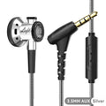 D08 Metal HIFI Heavy Bass Headset 3.5MM/Type-C Digital Chip With Mic In-Ear Wired Headphones Music Sports For Samsung Android Oasis Select 3.5MM AUX Silver