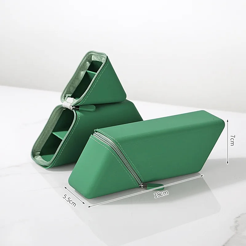 Silicone Pen Holder Foldable Students Pencil Case Large Capacity Expandable Pencil Cup for Desk Study & Office Portable Gift Oasis Select green