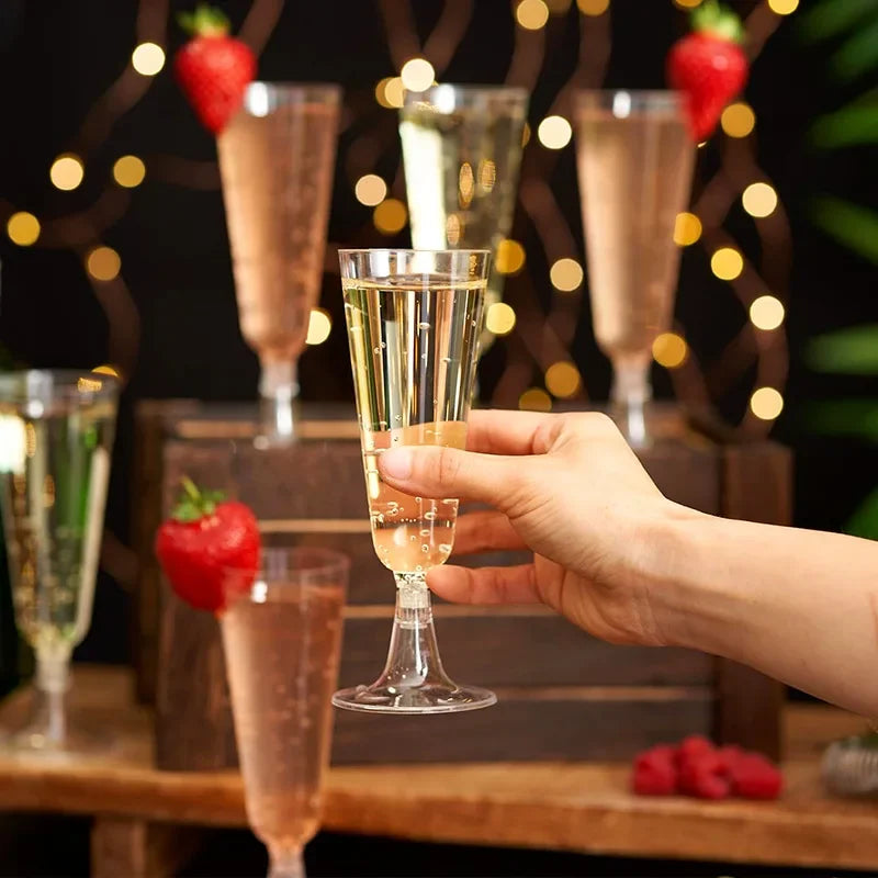 25pcs 150ml Disposable Cups Sparkling Champagne Bar Cups Plastic Champagne Flutes Clear Toasting Glasses for Weddings Party Oasis Select