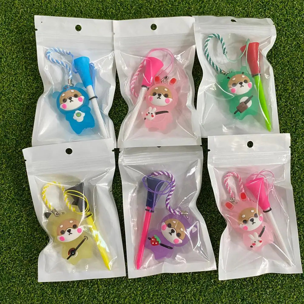1Pcs Golf Rubber Tees With Flashing Light Cartoon Cute Prevent Loss Golf Ball Holder With Braided Rope Outdoor Golf Accessory Oasis Select Random color 1Pc