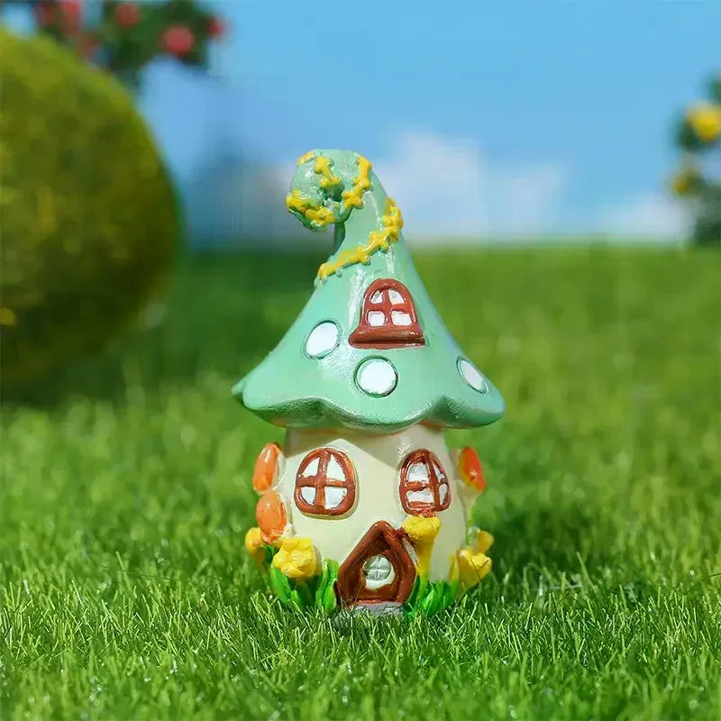 Creative Desktop Craft Ornaments in Mini Fairy Castle Design, Set of 4 Resin Figurines for Micro Landscape Oasis Select