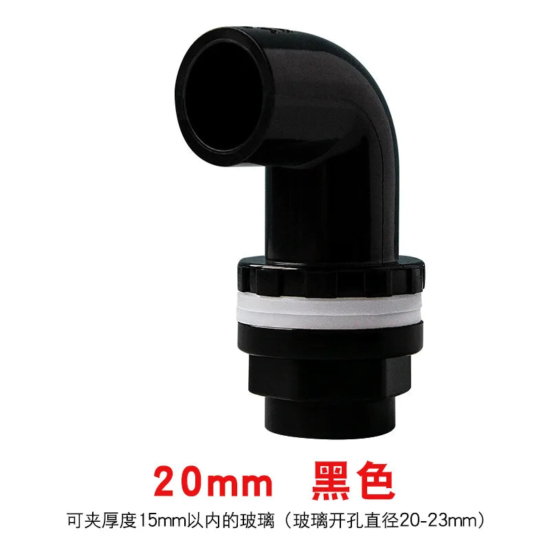 5pcs Elbow Drainage Connector Fish Tank OverflowI.D20~50mm PVC Aquarium Joints Water Inlet Outlet Supply Pipe DIY Drain Fittings Oasis Select Black 20mm 5pcs