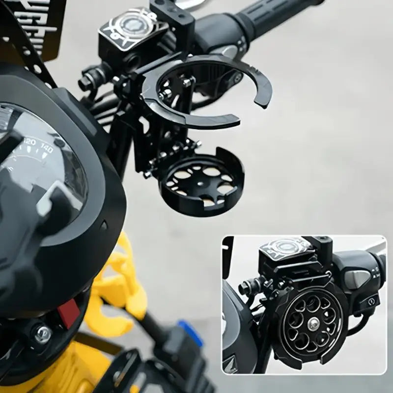 Foldable Rotating Motorcycle Handlebar Cup Holder | Metal & ABS