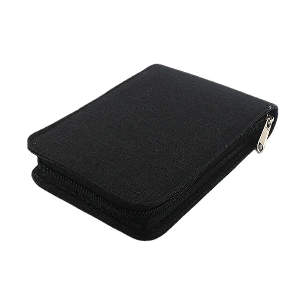 High Appearance Pen Container Bag Large Capacity Fountain Pencil Case 10 /24/48 Slots Dustproof Zipper 4 Colors Children Gifts Oasis Select black-10 slots