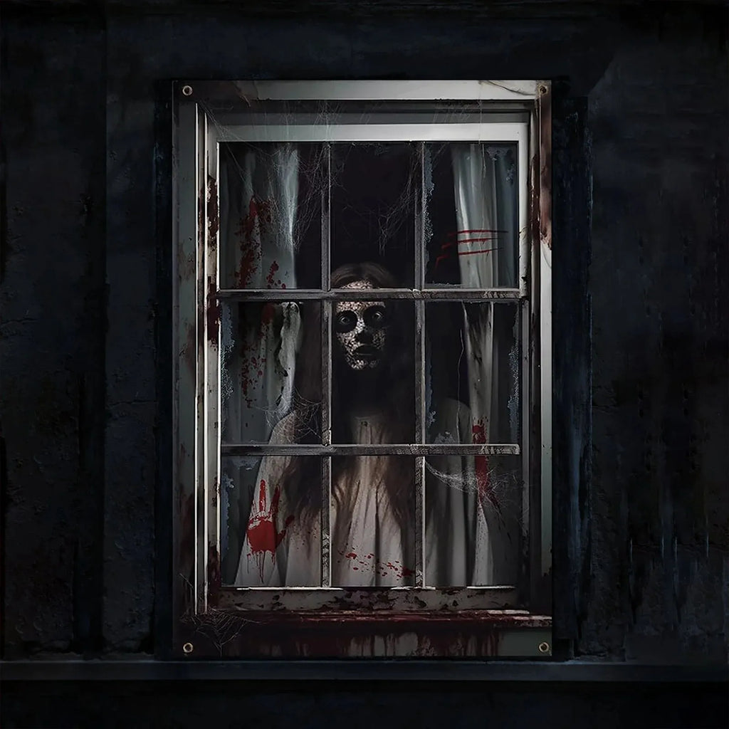 Halloween Window Silhouette Horror Poster – Blood Curtain Decor Halloween Window Decoration Oasis Select