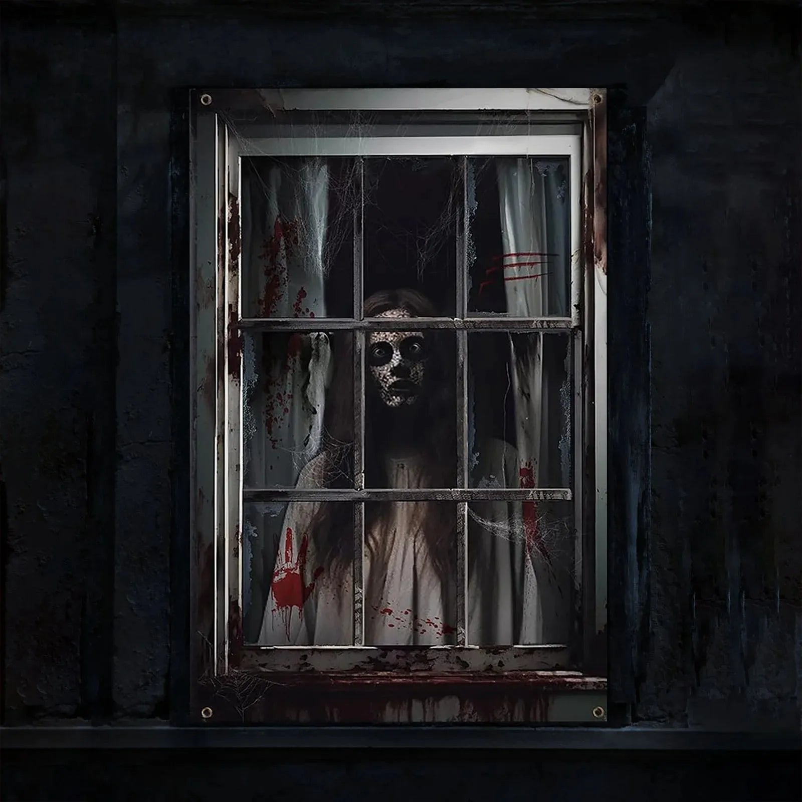 Halloween Window Silhouette Horror Poster – Blood Curtain Decor Halloween Window Decoration Oasis Select
