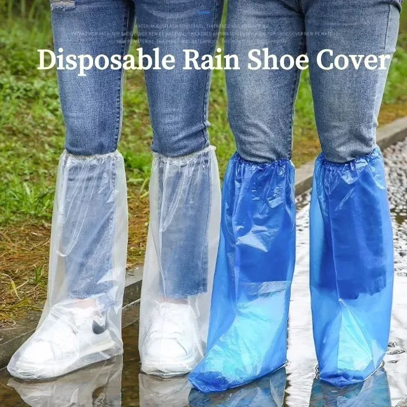 White Raincoat with 10 Disposable Shoe Covers Waterproof Adult Poncho Set for Outdoor Travel Camping Hiking Rain Protection Gear Oasis Select