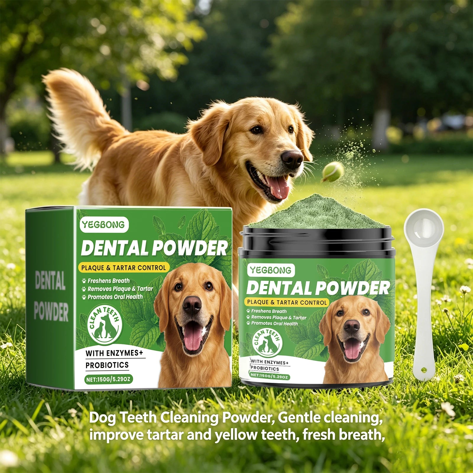 Pet Dental Powder 150g Enzymes & Probiotics Plaque & Tartar Control Breath Freshener for Dogs Oral Care Dog Cleaning Products Oasis Select Default Title
