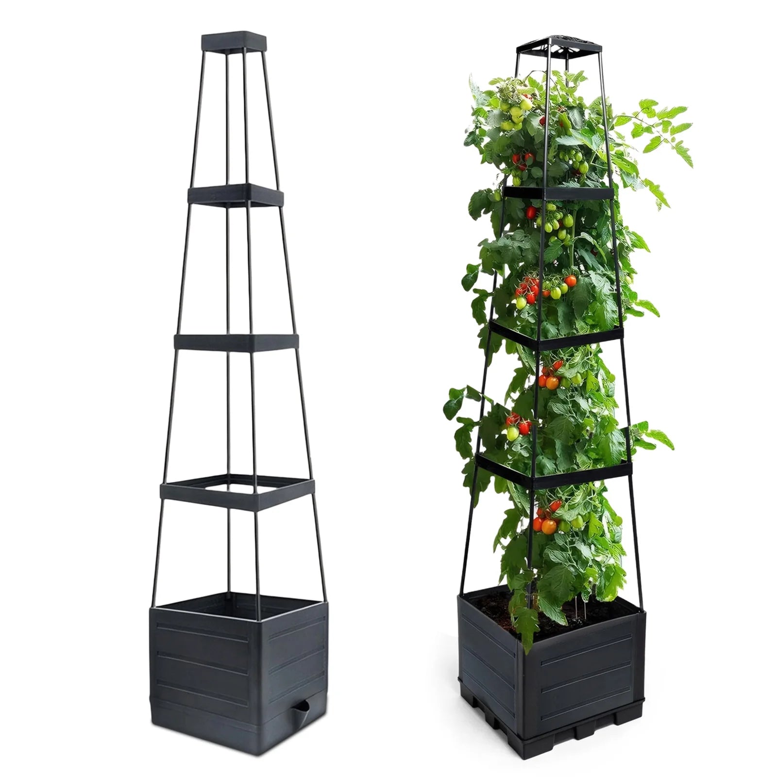 11" Self-Watering Tomato Tower Raised Planter Box with Trellis Raised Garden Planter Oasis Select United States