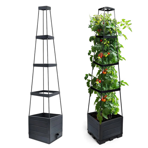 11" Self-Watering Tomato Tower Raised Planter Box with Trellis Raised Garden Planter Oasis Select United States