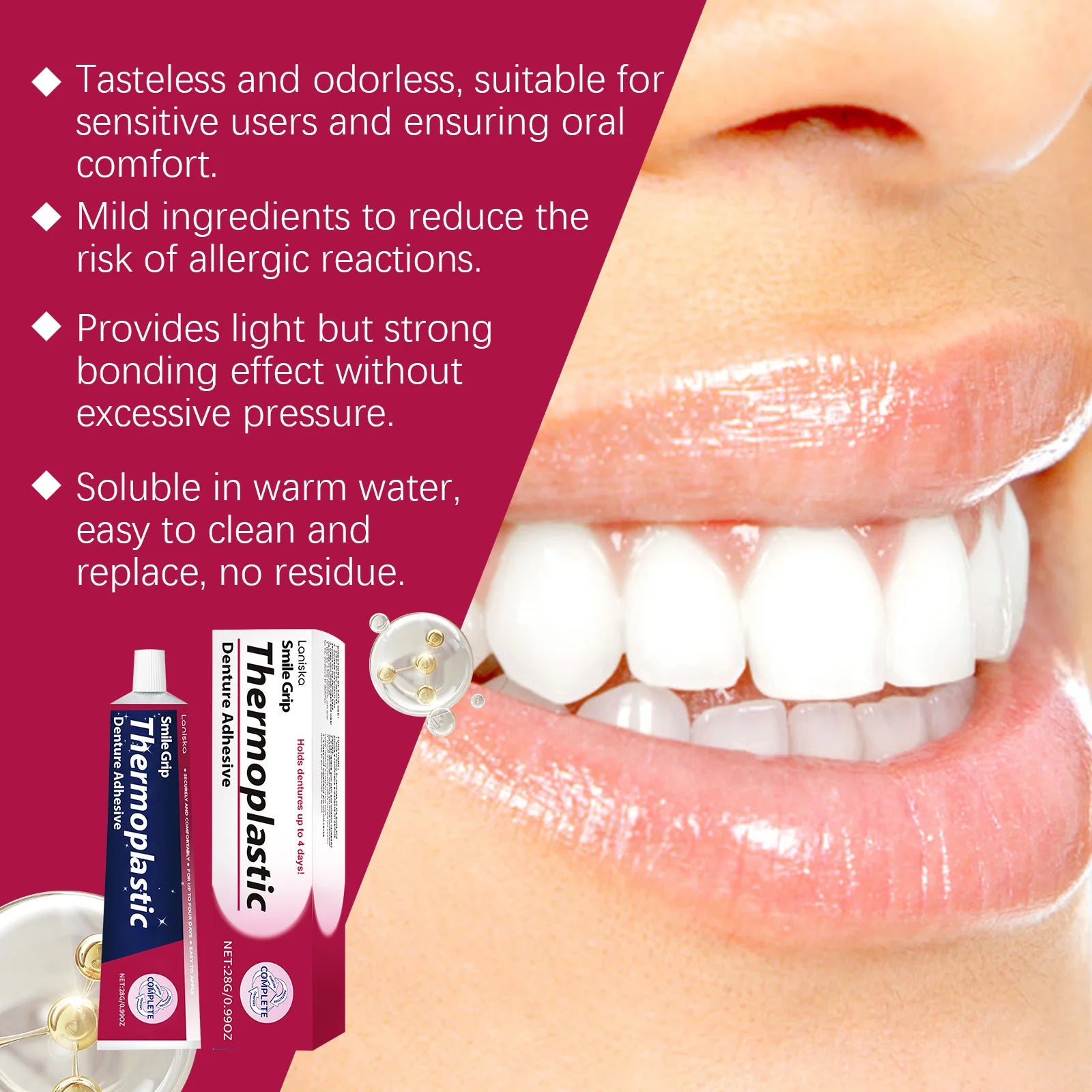 Thermoplastic Denture Adhesive – Soft Reliner & Secure Hold Denture Adhesive Oasis Select