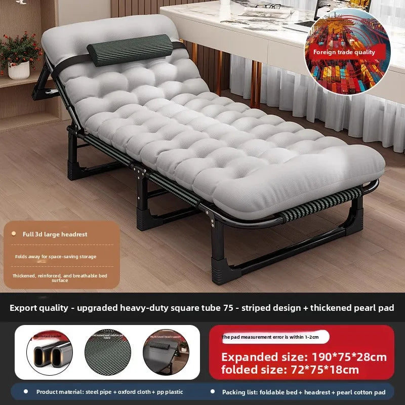 Folding bed single household simple lunch break office adult march outdoor small bed escort recliner sturdy and durable Oasis Select 75-190Cm-D