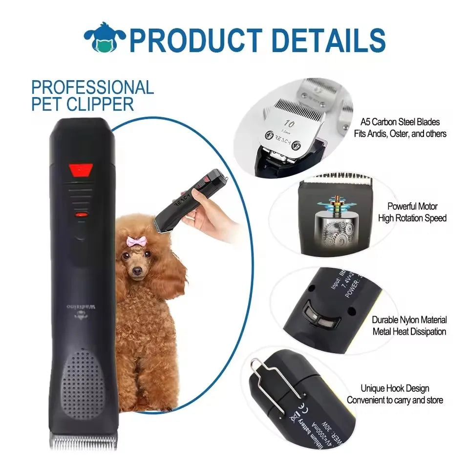 High Power Smart Dog Clippers Grooming Trimmer Pet Haircut Machine for Dogs Grooming Cutter Rechargeable Detachable Blade Oasis Select
