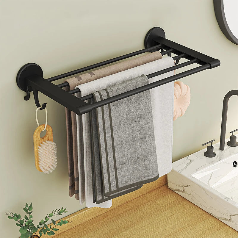 5-Bar No-Drill Bathroom Wall Storage Rack | Towel Organizer