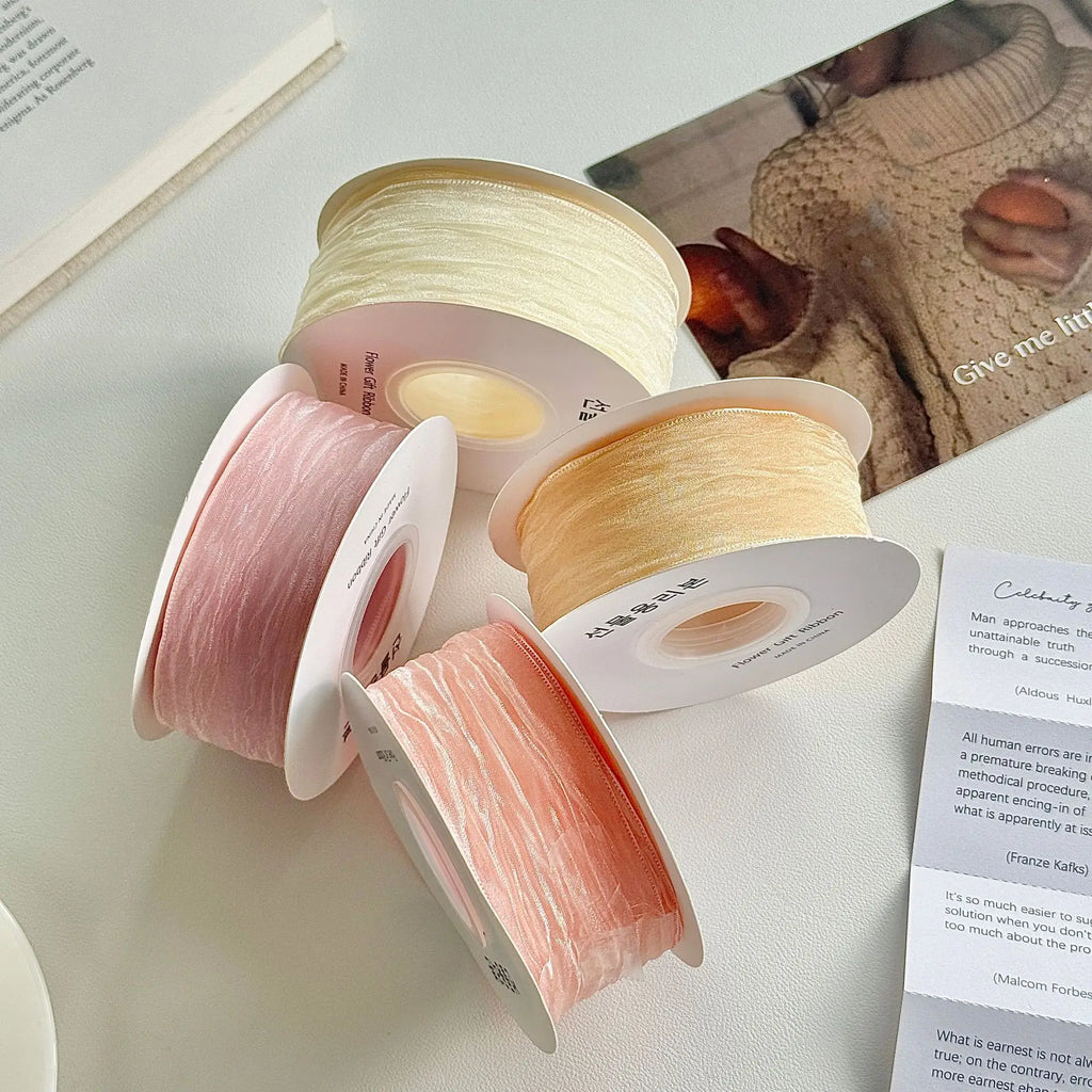 Double-sided Snow Gauze With Wavy Edges Ruffled Snow Gauze For DIY Handmade Gift Boxes, Flower Packaging Headwear Oasis Select