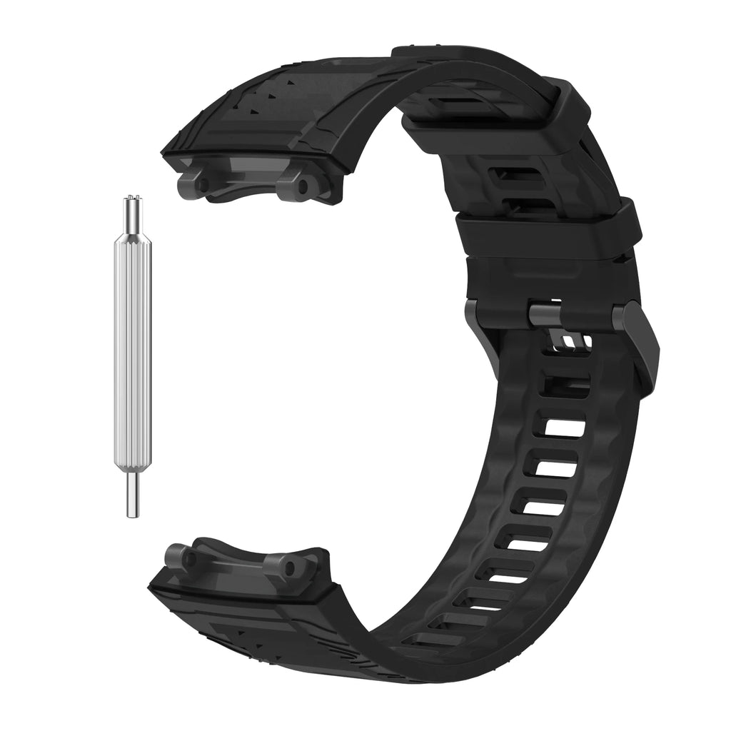 Silicone Watch Band & Case for Huami Amazfit T-Rex 3 Smartwatch Band & Case Oasis Select Black Strap