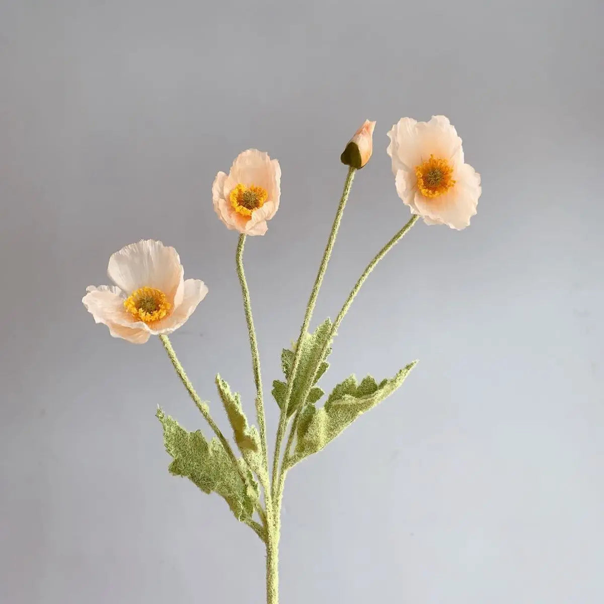 Bridal Real Touch Realistic Gorgeous Flocking Stem Faux Bouquet Silk Plants Fake Poppies Flowers Artificial Papaver Rhoeas Oasis Select champagne
