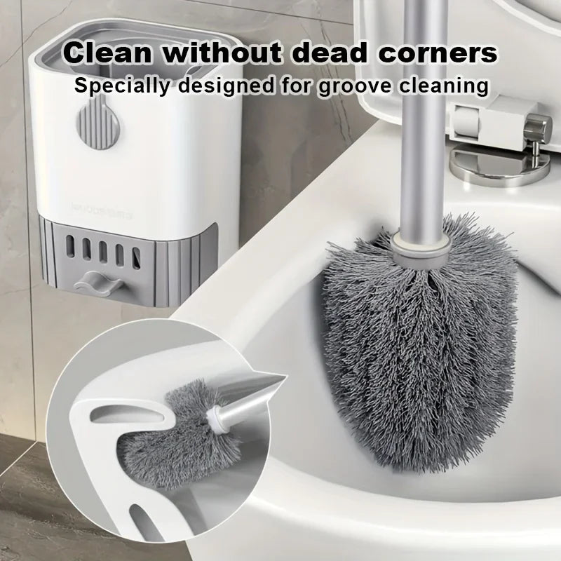 Toilet Cleaning Brush Without Dead Ends Plastic Wall Mounted Toilet Brush Bathroom Accessories Punch Free Cleaning Tool Oasis Select