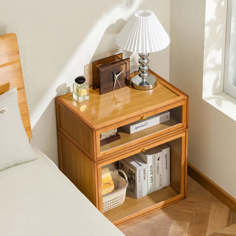 Solid wood bedside table simple retro locker small simple bedroom home 2025 new bedside shelf cabinet Oasis Select
