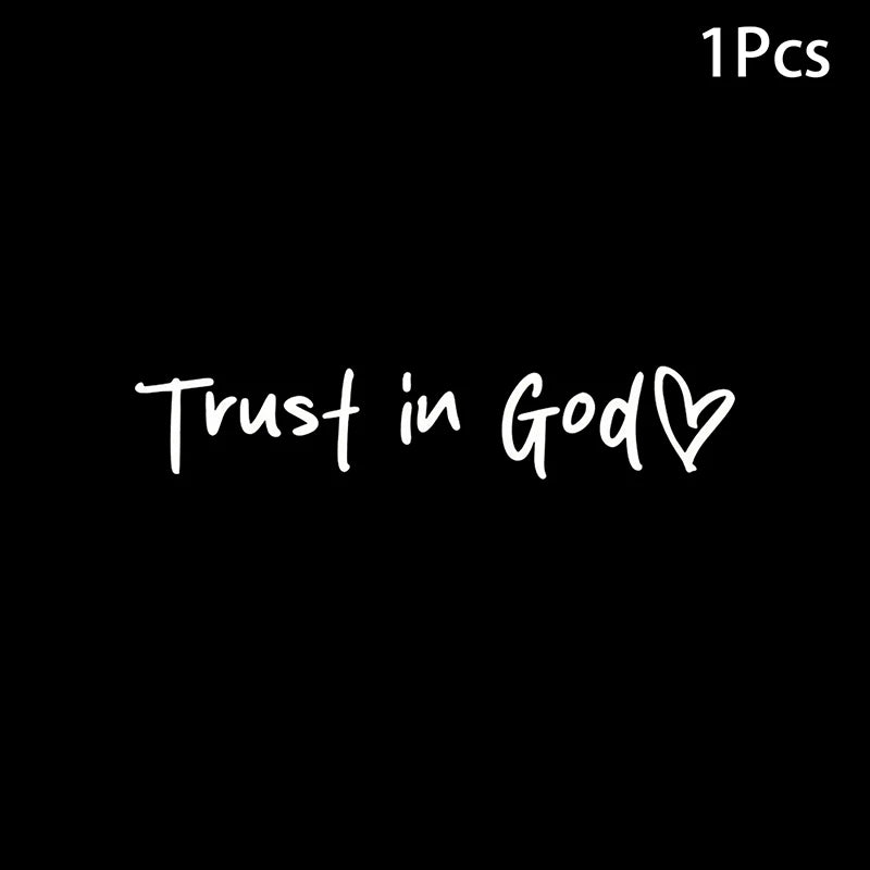 1Pcs Trust In God Heart Car Rear View Mirror Stickers Letter Stickers Waterproof Believe In God Sticker DIY Funny Decals MotorV Oasis Select M 2 White