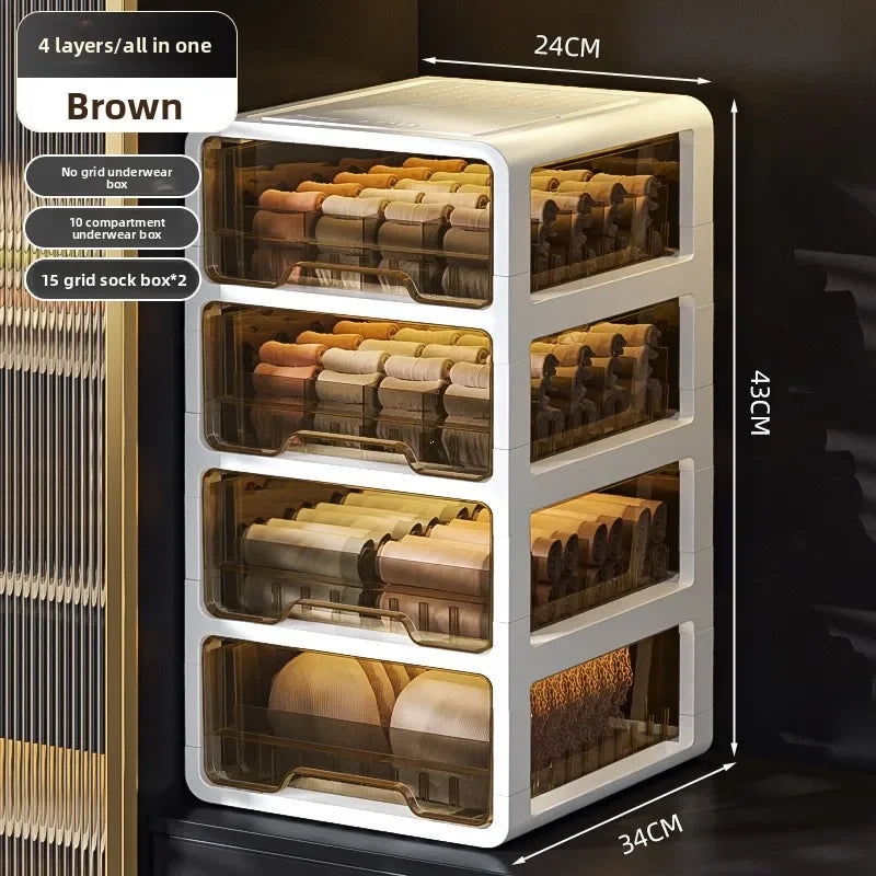 Underwear Storage Box Drawer Grid Socks Storage ******derwear Multifunctional Layered Storage Dust-proof Organizing Box Oasis Select 4th floor