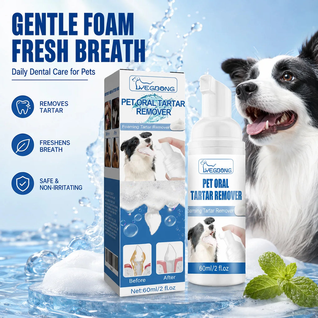 60/120/180ml Pet Oral Tartar Remover Foam No Brushing Required For Dogs Cats Removes Plaque Calculus Fresh Breath Spray Oasis Select