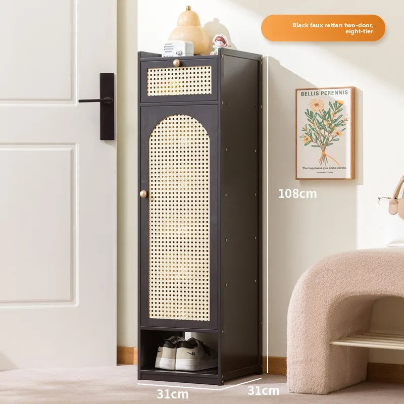 Shoe cabinet storage artifact space-saving indoor entrance small narrow shoe rack 2025 new dust-proof storage cabinet Oasis Select Black eight-drawer 1