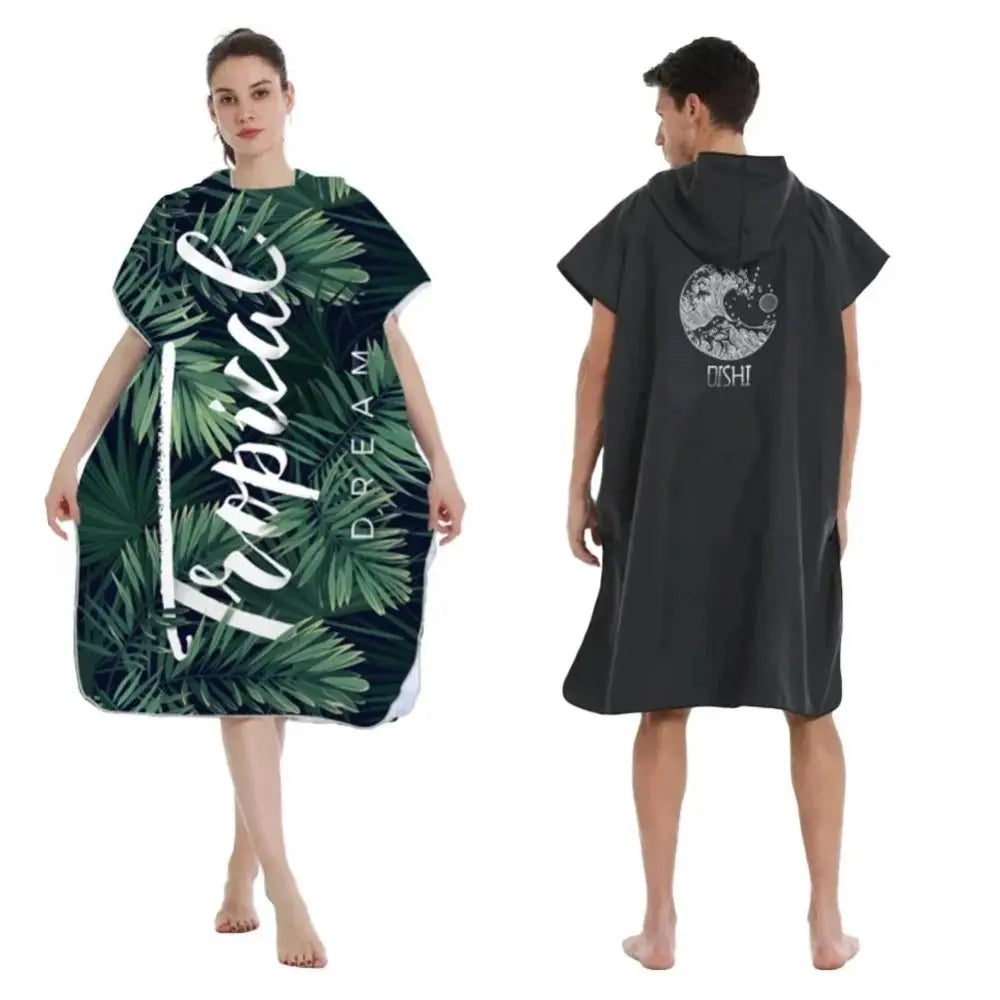 Surf Poncho Microfiber Beach Towel Fabric Quick Dry Bath Towel Absorbent Hooded Swimming Bathrobe Adult Oasis Select
