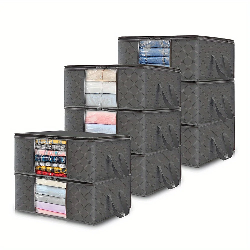 35L Fabric Storage Bags with Clear Viewing Windows - Quilted, Foldable Organizer Boxes for Clothes, Blankets & Bedding Oasis Select