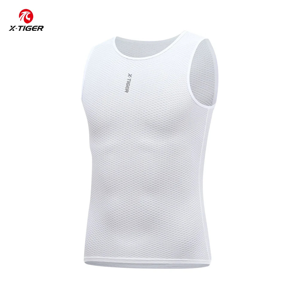 X-TIGER Men Cycling Undershirt Sports Quick Dry Cycling Base Layer Vest High Elastici Breathable Sleeveless Road Bike Undershirt Oasis Select XM-WS-39302 S
