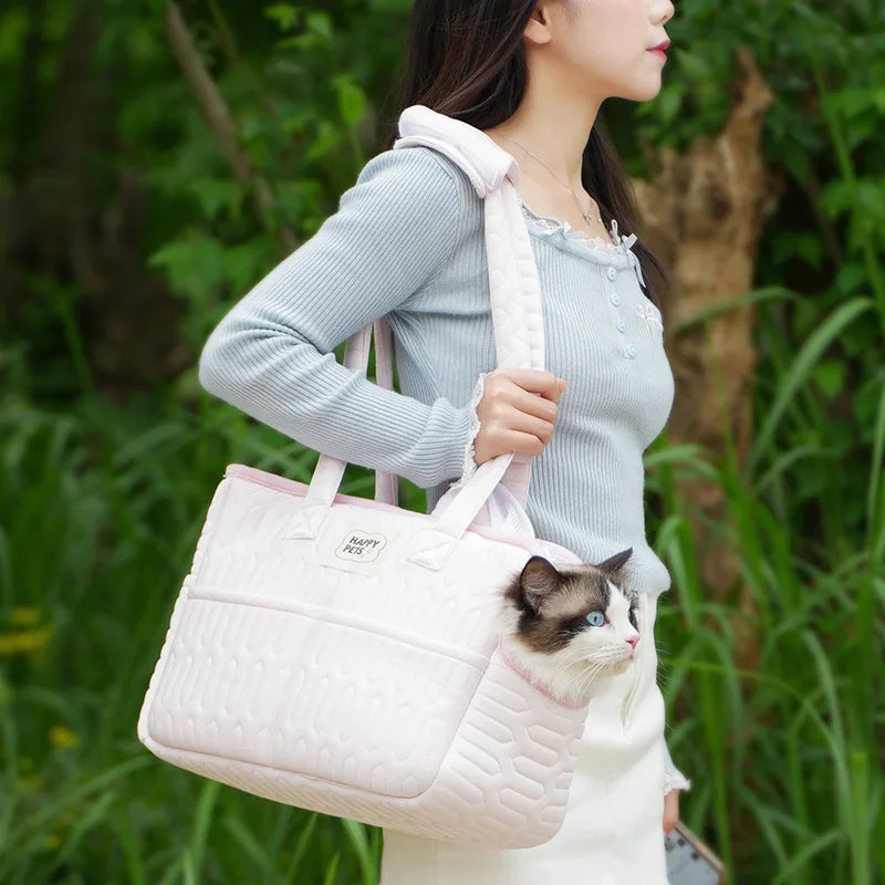 Pet Outdoor Single-shoulder Bag, Summer Hand-held Cat Bag, Sweet and Cute Style, Outdoor Portable Breathable Pet Shoulder Bag Oasis Select