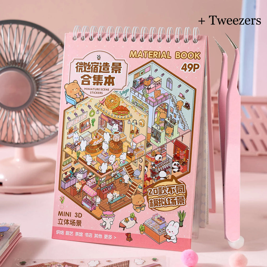 49pcs Sunny Town Series miniature scene creation sticker book for DIY handbook Students Back-to-school season Gifts Oasis Select S25970-A