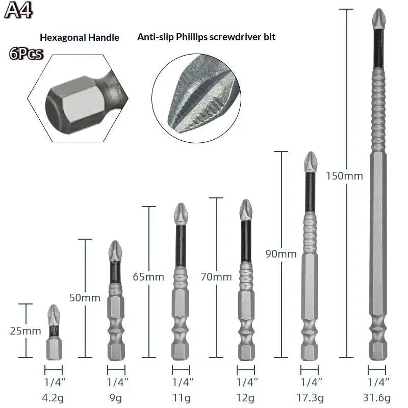 K5 Strong Magnetic Screwdriver High Hardness Bits Set Anti-Slip S2 Standard Non-slip Cross Head Electric Screwdriver Set Oasis Select A4
