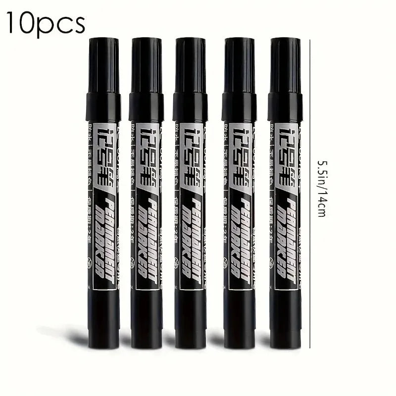 10/20pcs Permanent Marker Set, Waterproof Black Ink High-Capacity Oil-Based Pens, Office Supplies for Multi-Surface, Graffiti Oasis Select 10pcs black