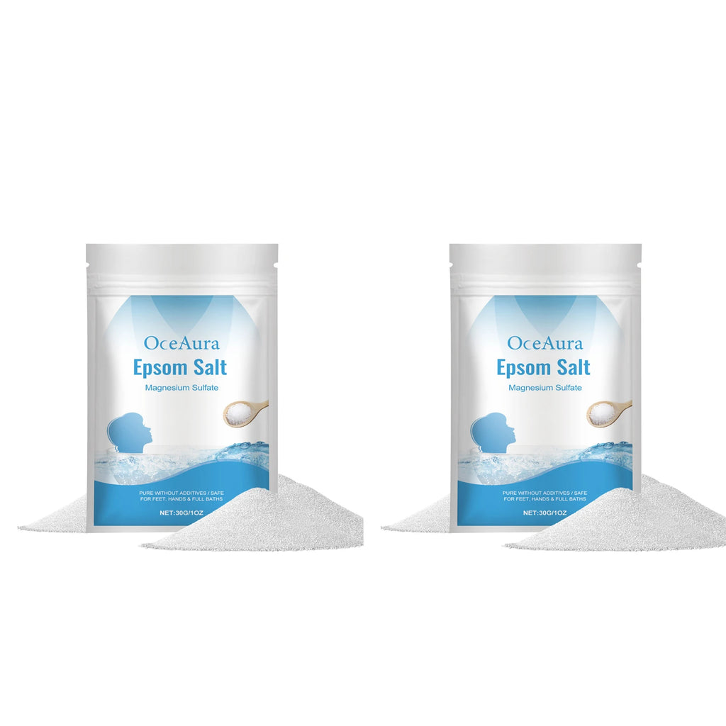 OceAura Epsom Salt Bath Soak – Magnesium Sulfate Body Scrub Epsom Salt Bath Soak Oasis Select 60g in bags Epsom Salt