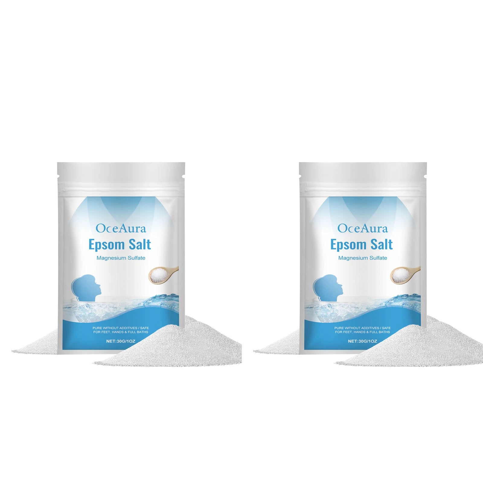 OceAura Epsom Salt Bath Soak – Magnesium Sulfate Body Scrub Epsom Salt Bath Soak Oasis Select 60g in bags Epsom Salt