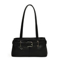 Vintage Solid Color Tote Bag Large Capacity Shoulder Handbag for Women Commute Shopping Daily Use Oasis Select Black