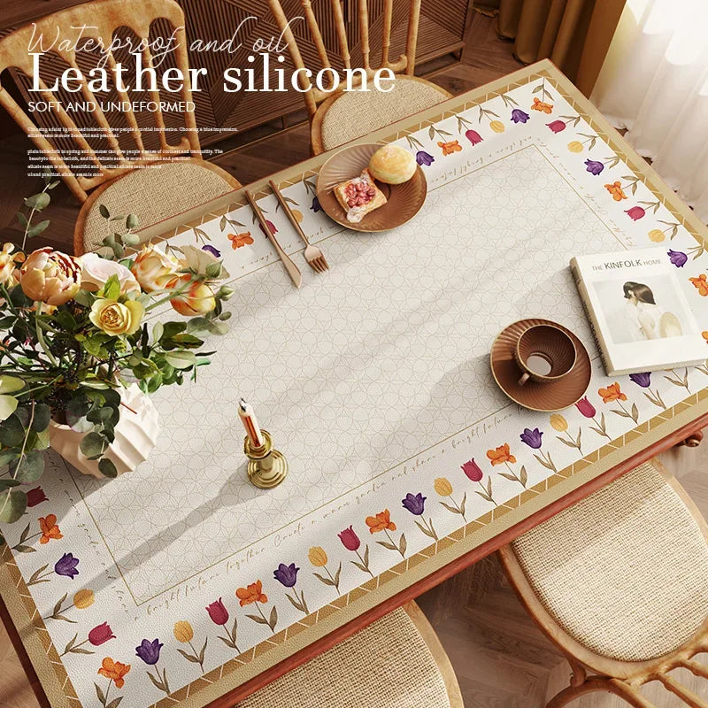 American Retro Tablecloth Waterproof Oil Resistant Scald Resistant and Washable Table Mat Premium Leather Coffee Table Cloth Oasis Select
