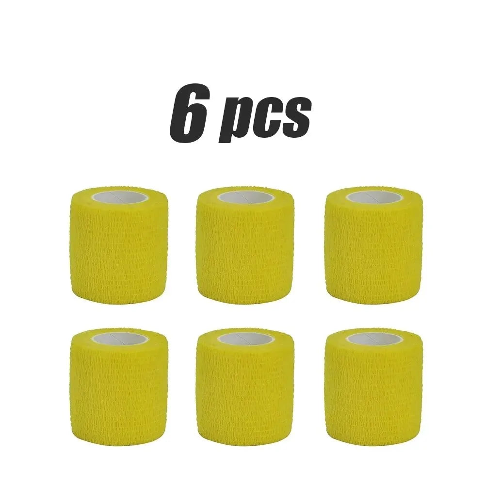 6pcs 5/7.5cm Hot SaleColorful Sport Self Adhesive Elastic Bandage Elastoplast For Knee Support Pads Finger Ankle Palm Shoulder Oasis Select 6pcs-Yellow 7.5cmx4.8m