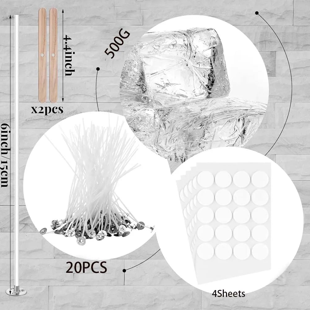 200g/500g Transparent Crystal Jelly Wax Set Kit DIY Handmade Candle Making Supplies Wax Material Craft Gifts Oasis Select 500g set