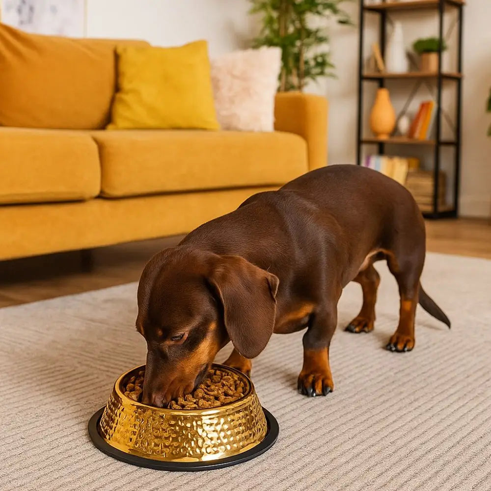 Gold Stainless Steel Pet Bowl | Anti-Slip Dog & Cat Feeder