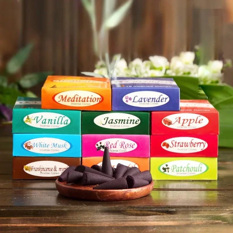 6 Boxes Tower Incense Cones Mahendra Rose Lavender Aromatherapy for Smoke Odor Remover Anxiety Relief Meditation Fragrance Oasis Select