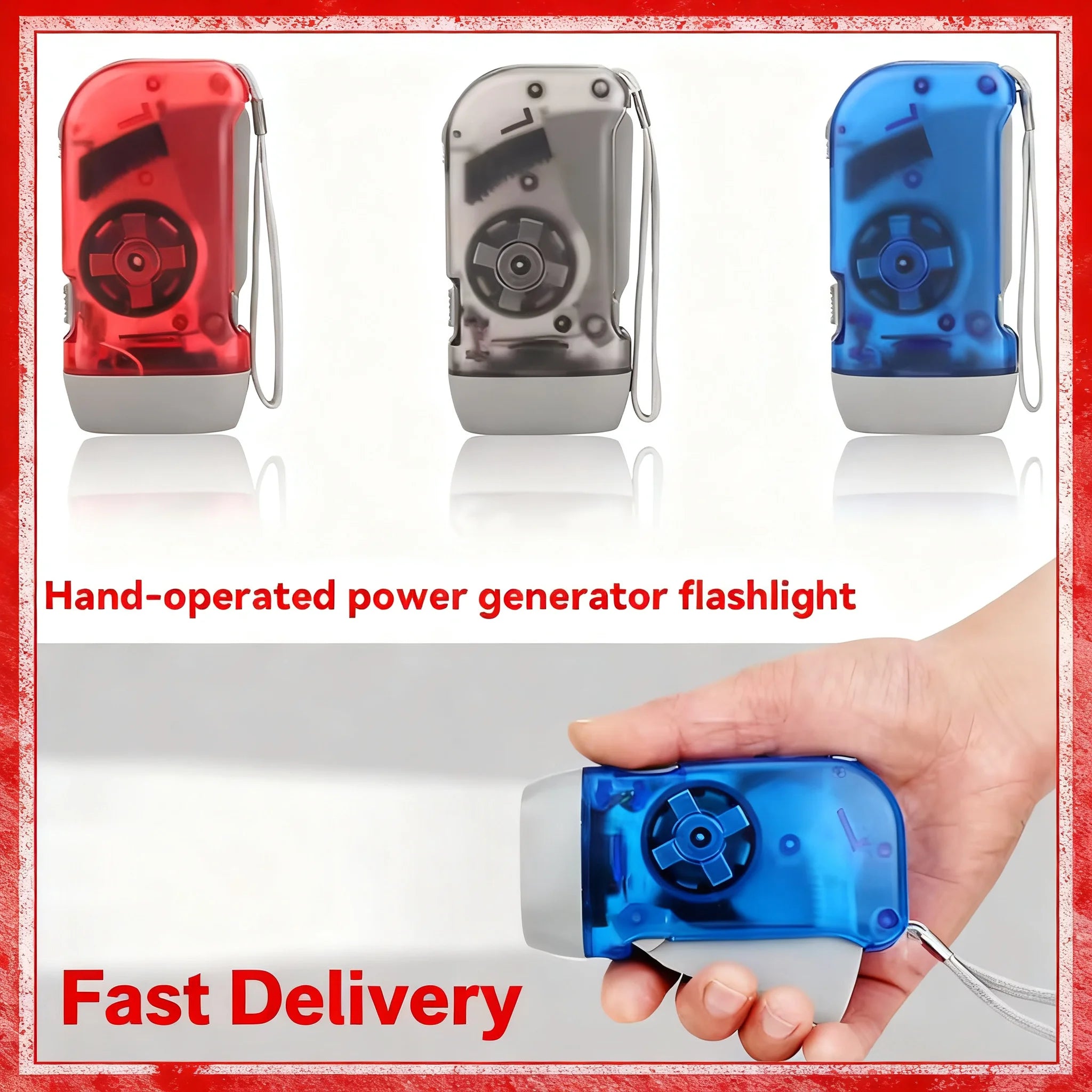Hand-Powered Mini LED Flashlight – Battery-Free Camping Torch