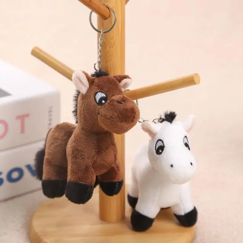1Pcs Cartoon Pony Pendant Stuffed Animal Horse Plush Toy Key Ring Backpack Ornaments Hanging Decoration Oasis Select