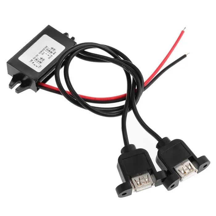 Car Power Step Down Buck Converter Power Supply Male Female Micro USB Adapter Auto Protection DC-DC 12V to 5V 3A 15W Oasis Select Dual USB with ear 12V 5V