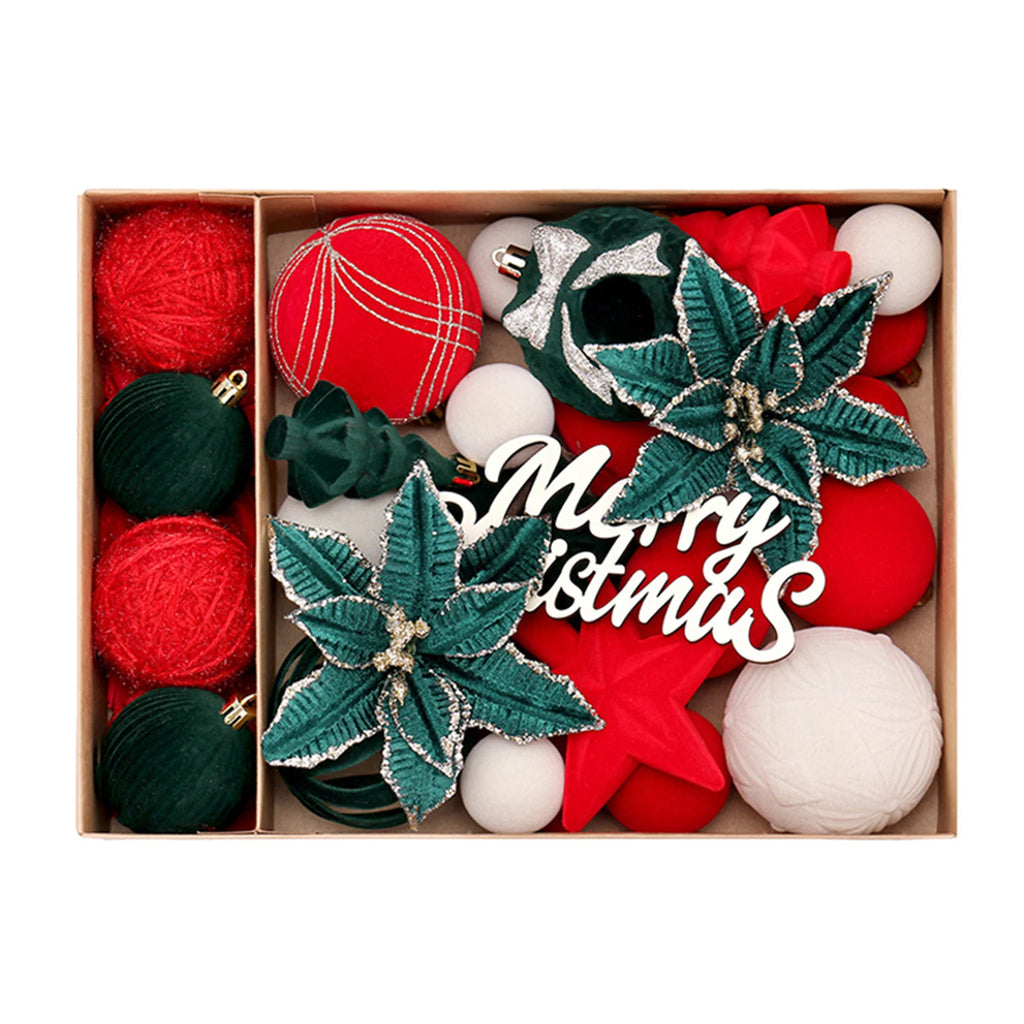38-Piece Velvet Christmas Ball Ornament Set – Mixed Colors