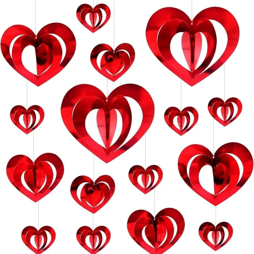 3D Love Flower Spiral Hanging Party Decorations – 16 Pcs