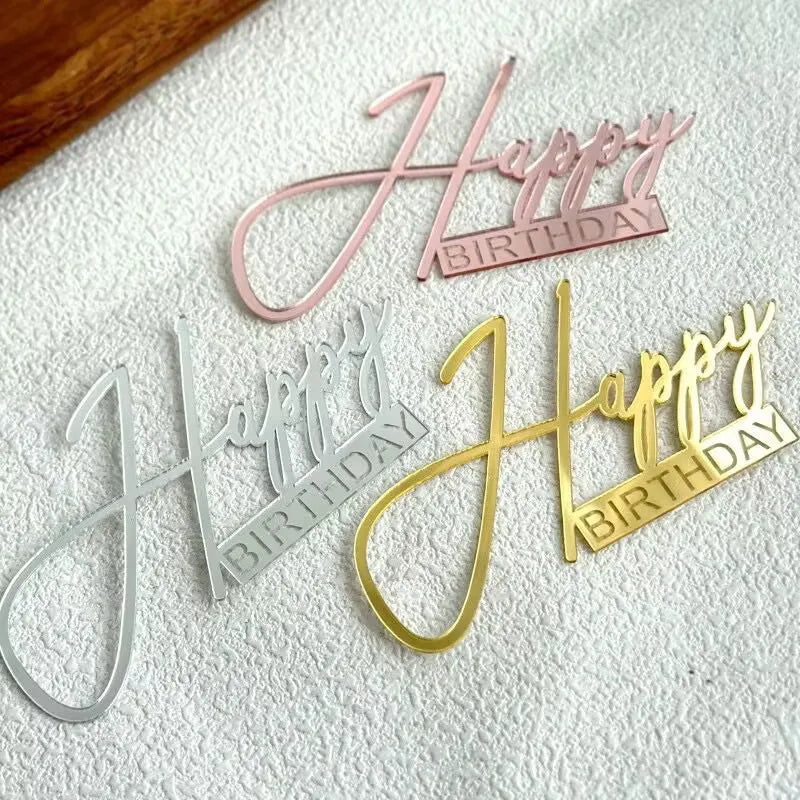 Acrylic Side Happy Birthday Cake Decoration Happy Anniversary Cake Topper Party Supplies Baking Decorating Accessories Oasis Select