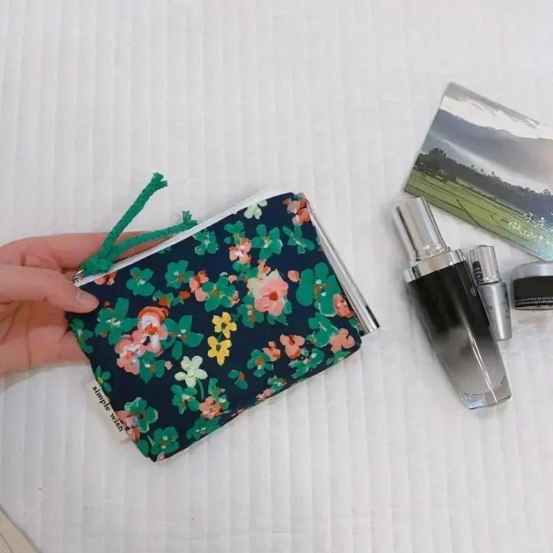Floral Cotton Mini Cosmetic Pouch | Travel Makeup Organizer Cosmetic Pouch Oasis Select A6